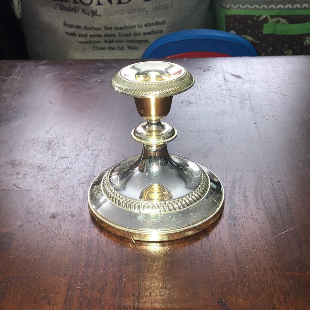 Vintage Shiny Candle Holder with Beaded Trim